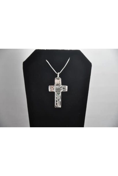 Hand Crafted Silver Pendant -Eagle Cross by Vincent Henson
