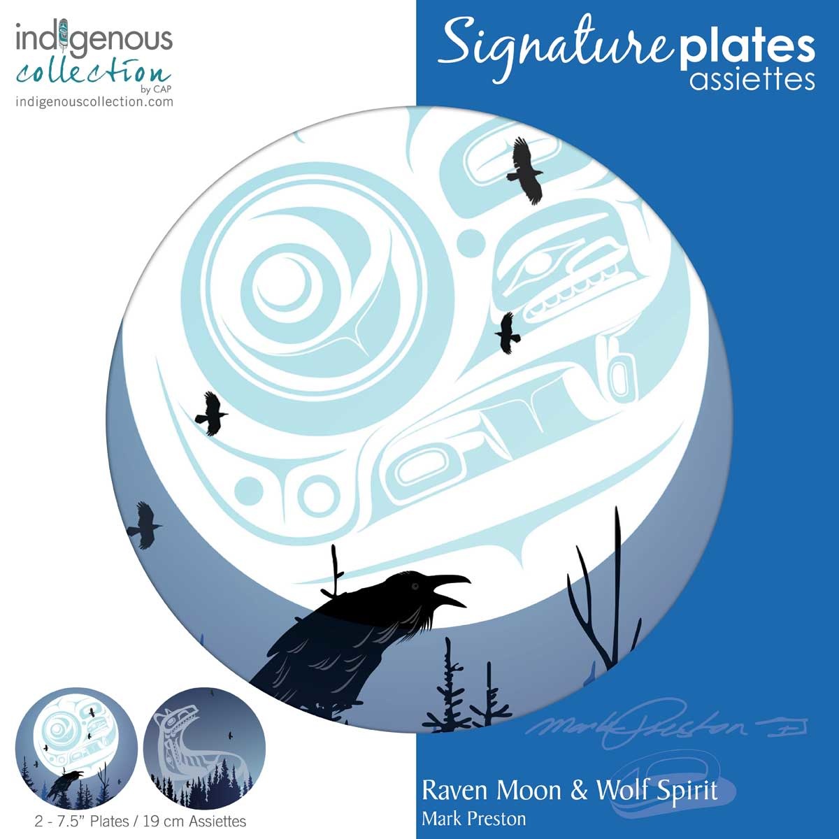 Plate - Raven Moon & Wolf Spirit ea. 7.5"-1
