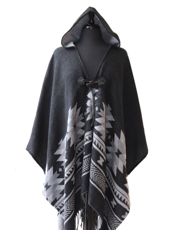 Hooded Fashion Wrap - Vision of Our Ancestors by Leila Stogan