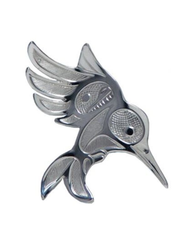 Boma Silver Pewter Hummingbird in Flight Brooch