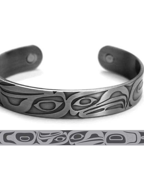 Brushed Silver Bracelet -Eagle Raven- Corey W. Moraes