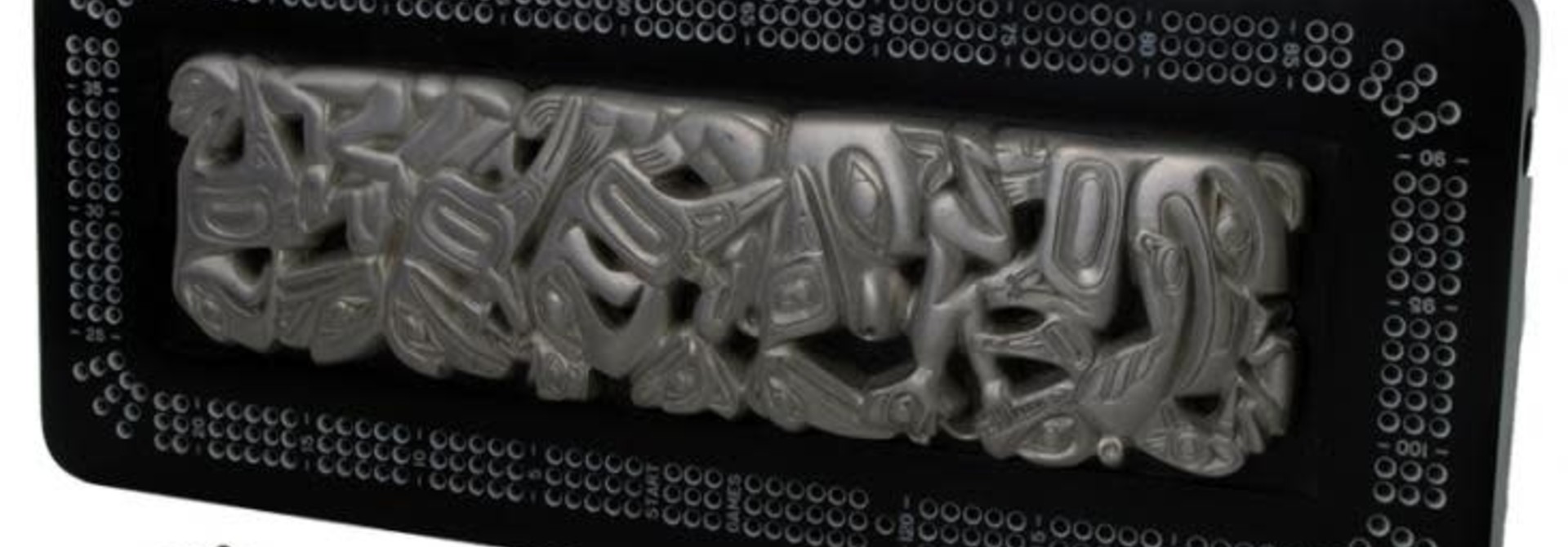 Native Panel Pipe Design Crib Board with Pewter Inlay