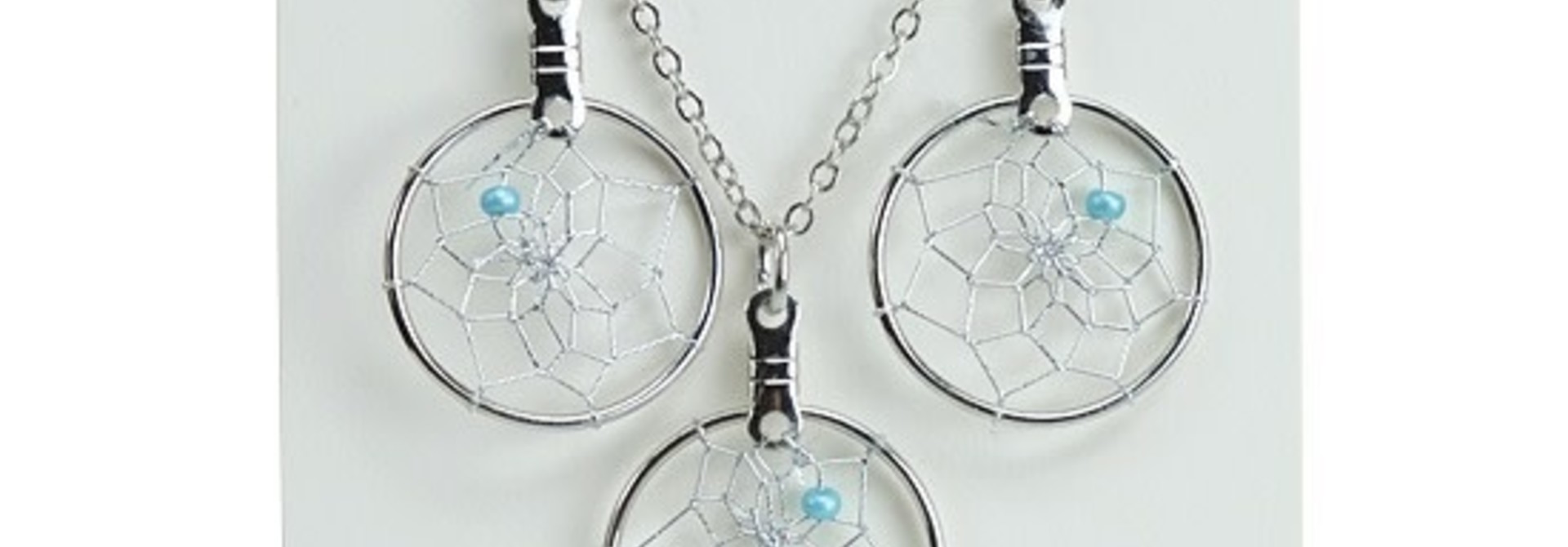 .75" Dream Catcher Jewellery Set on Card. Center bead colours come assorted.