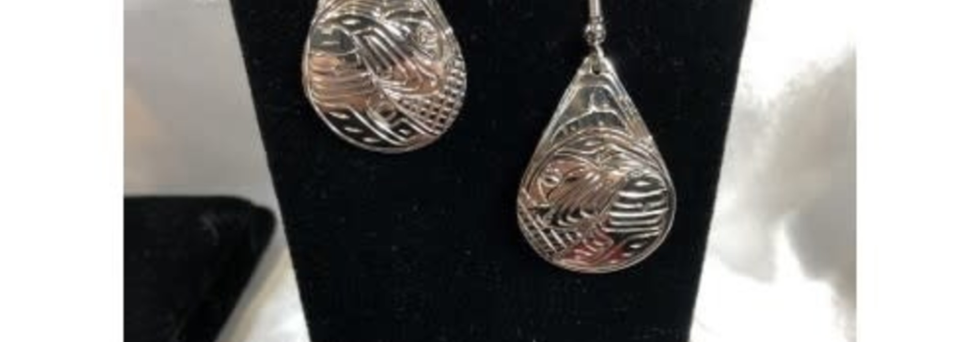 Silver Carved Eagle earrings by Vincent Henson
