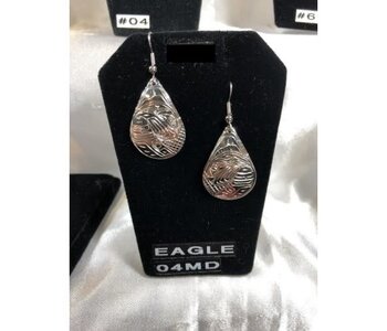 Silver Carved Eagle earrings by Vincent Henson