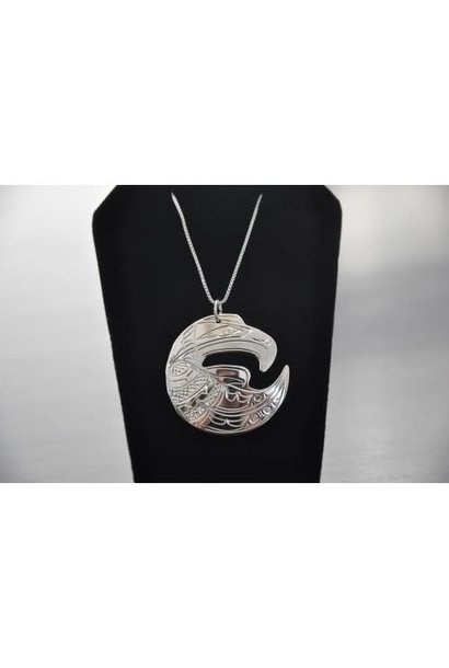 Hand Crafted Silver Eagle Pendant - 20" Chain by Nancy Dawson