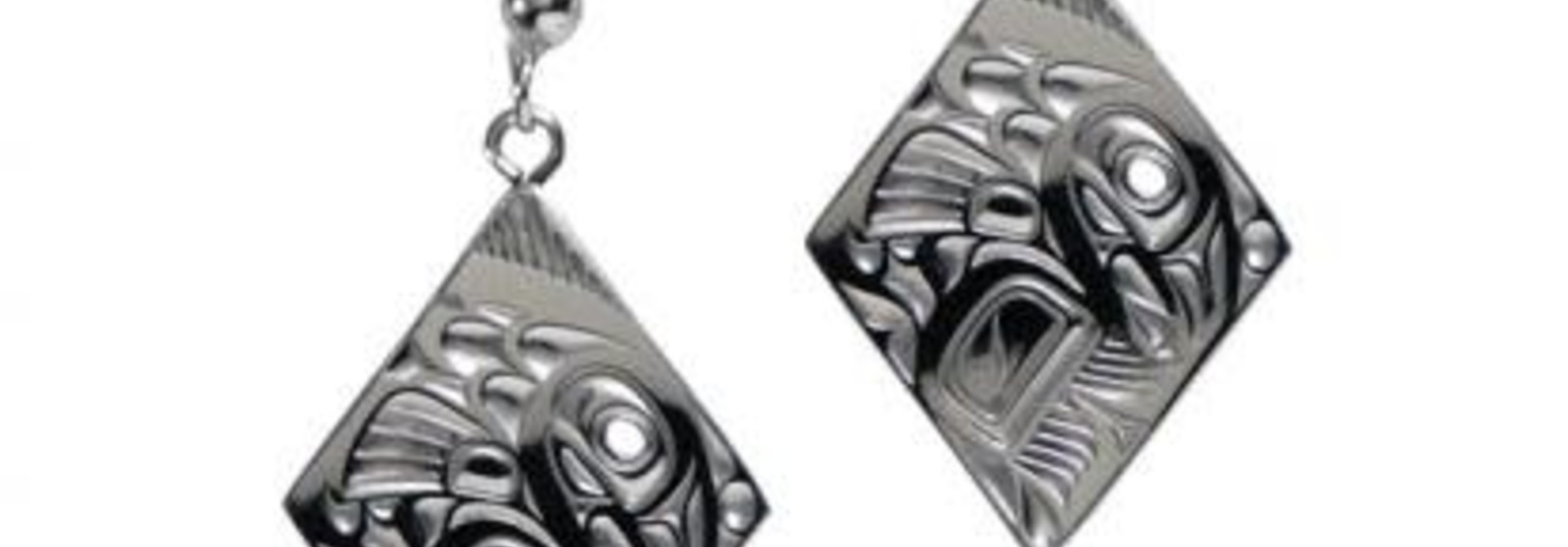 Silver Pewter Salmon Diamond Earrings