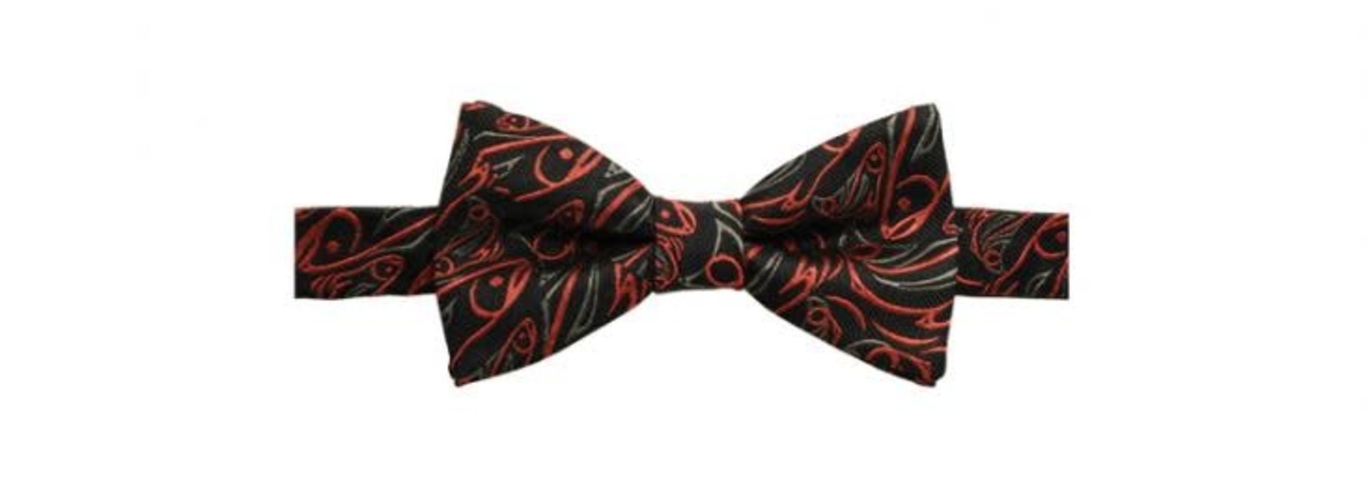 Silk Bow Tie Red/Blk -Salmon by Connie Dickens