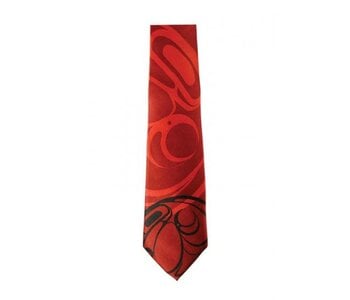 Silk Tie /Red-Raven design by Connie Dickens