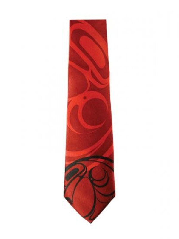 Silk Tie /Red-Raven design by Connie Dickens