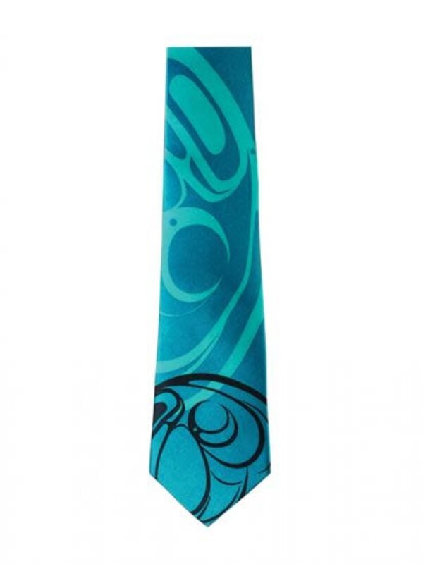 Silk Tie /Turquoise -Raven by Connie Dickens