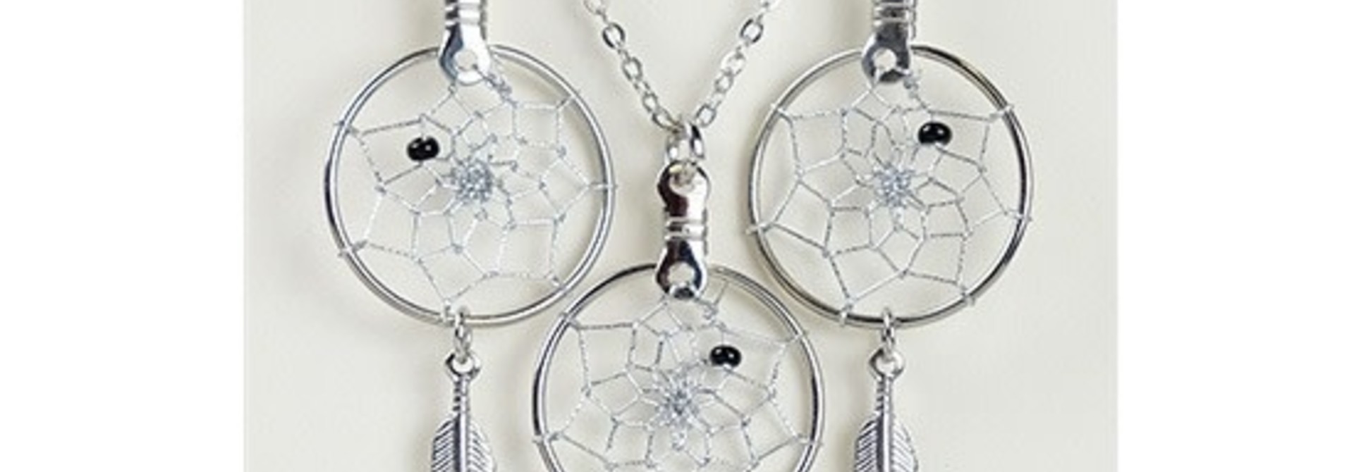 Dream Catcher Jewellery Set on Card. Center bead colours come assorted.