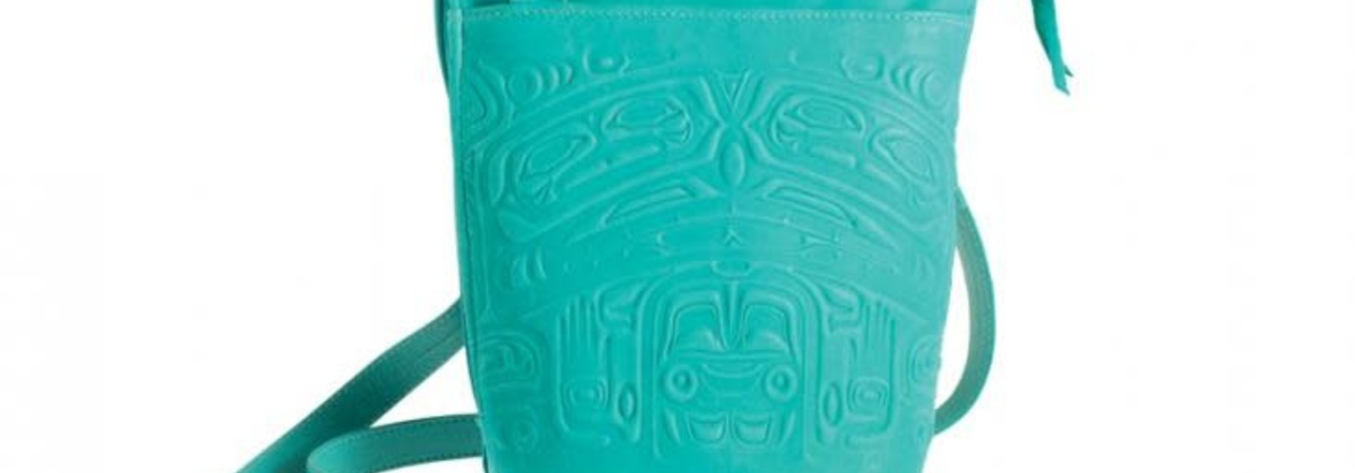 Deerskin Leather Compact Crossbody Bag Bear Box-Teal