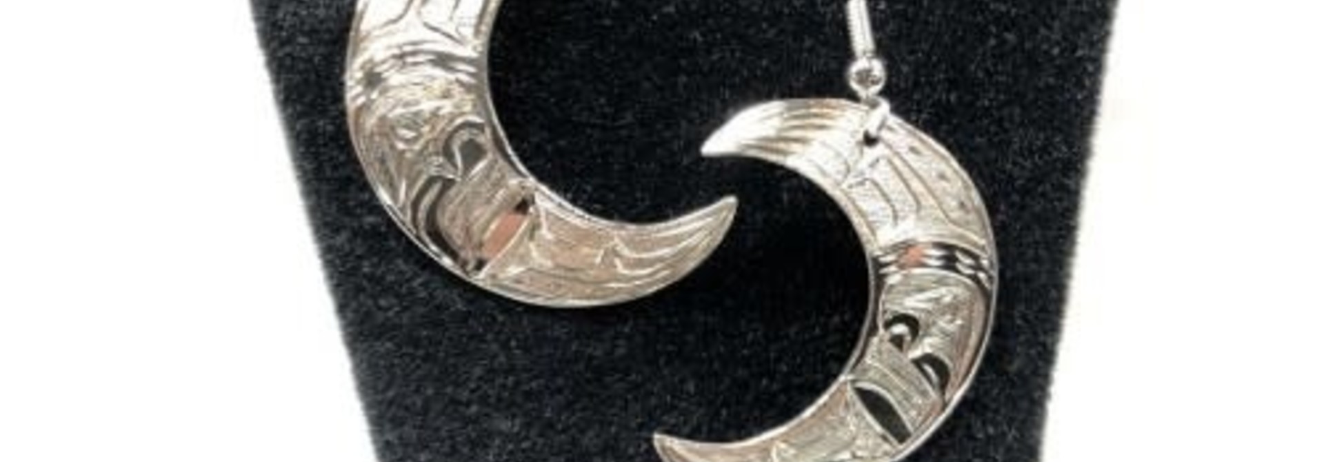 Carved Silver Moon Earrings by Nancy Dawson