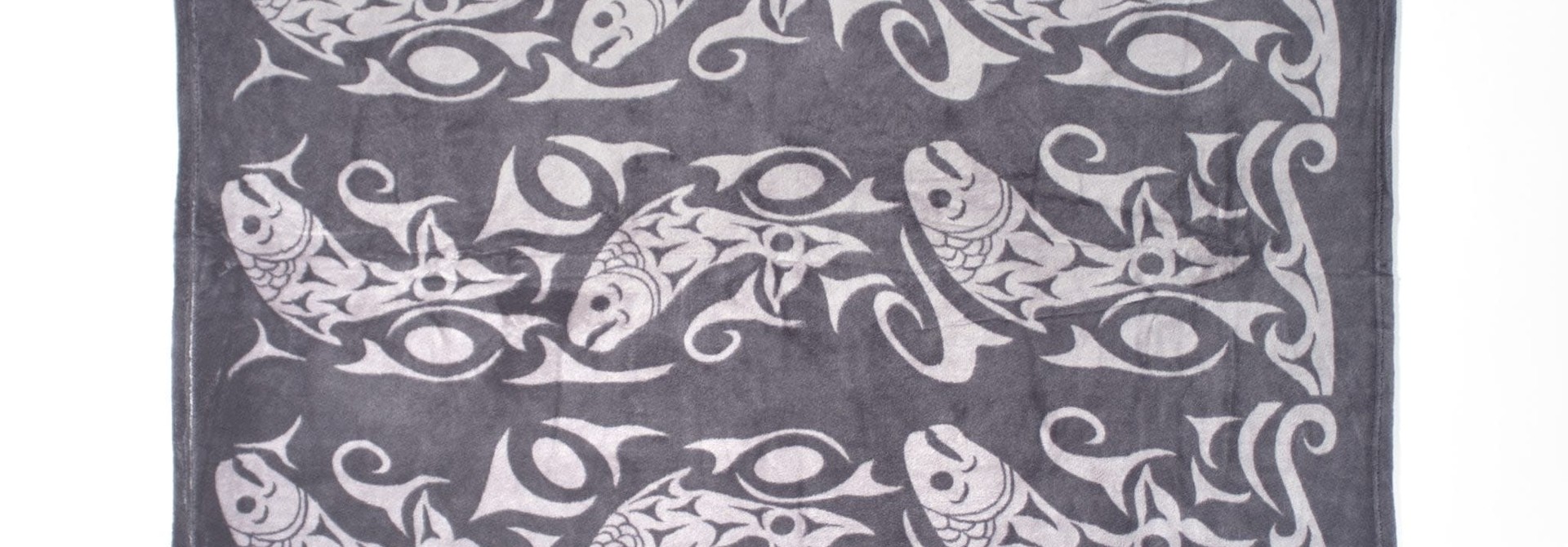 Kanata Blanket-Returning of the Salmon (Charcoal) by Debra Sparrow
