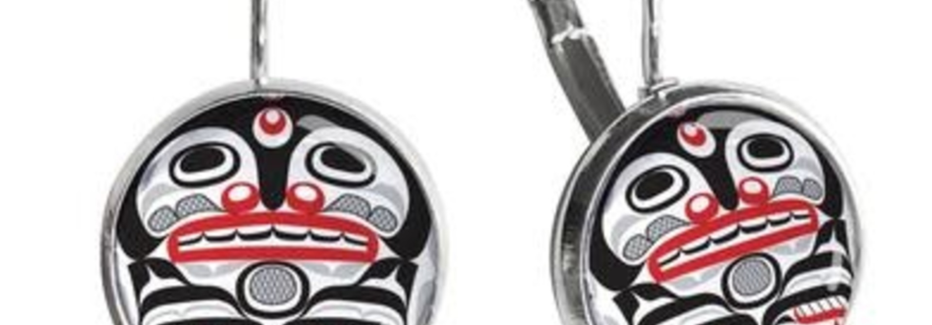 Dome Glass Earrings - Killer Whale Crosshatch by Curtis Wilson
