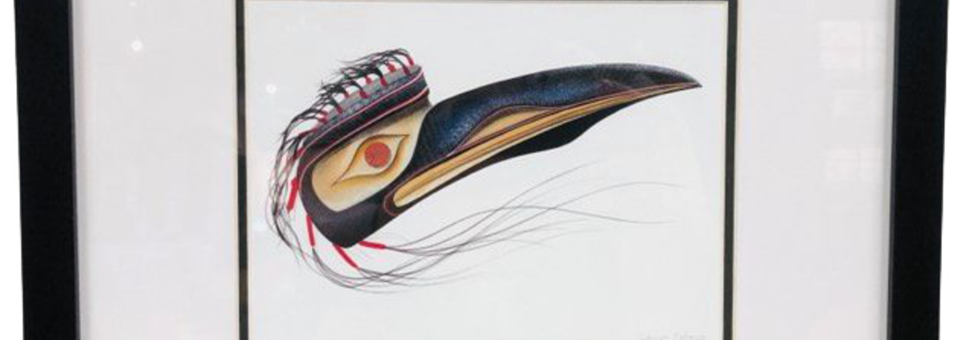 Framed And Matted Art Card- Raven -Tobacco Garnet