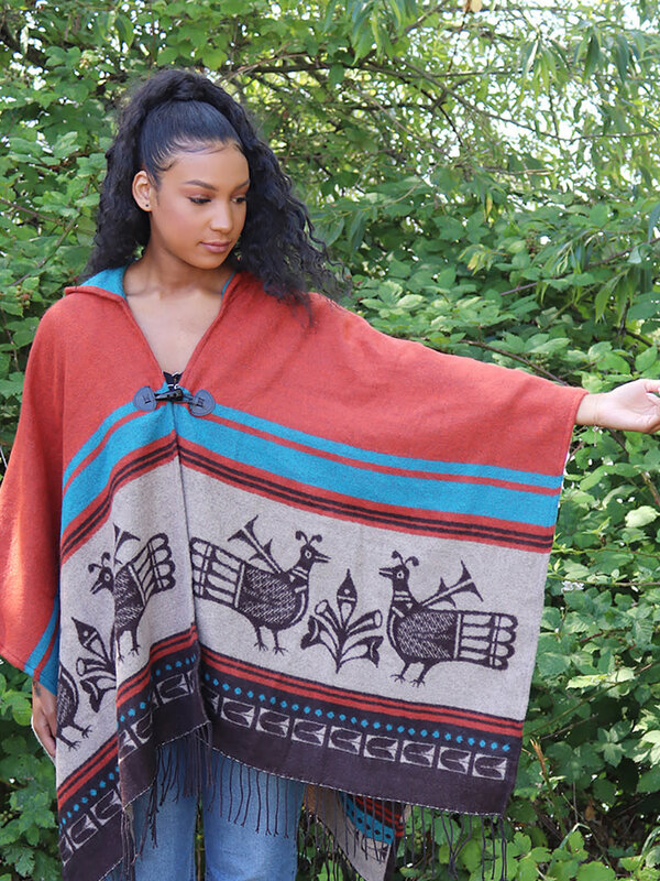 Hooded Fashion Wrap - Ancestral Spirits by Robert Tenorio