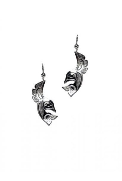 Silver Pewter Earrings - Lovebirds by Bill Helin