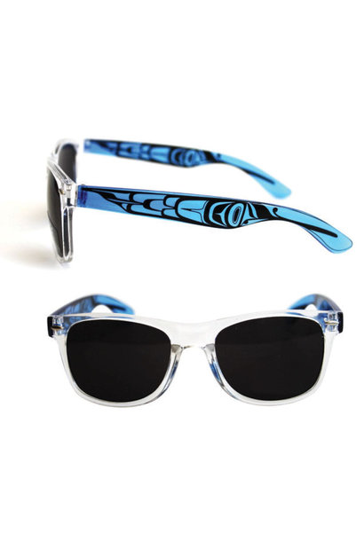 Polarized Sunglasses with Clear Fronts & Designed clear colored sides.