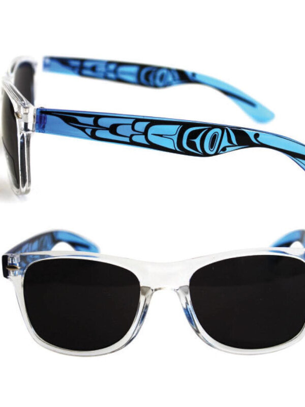 Polarized Sunglasses with Clear Fronts & Designed clear colored sides.