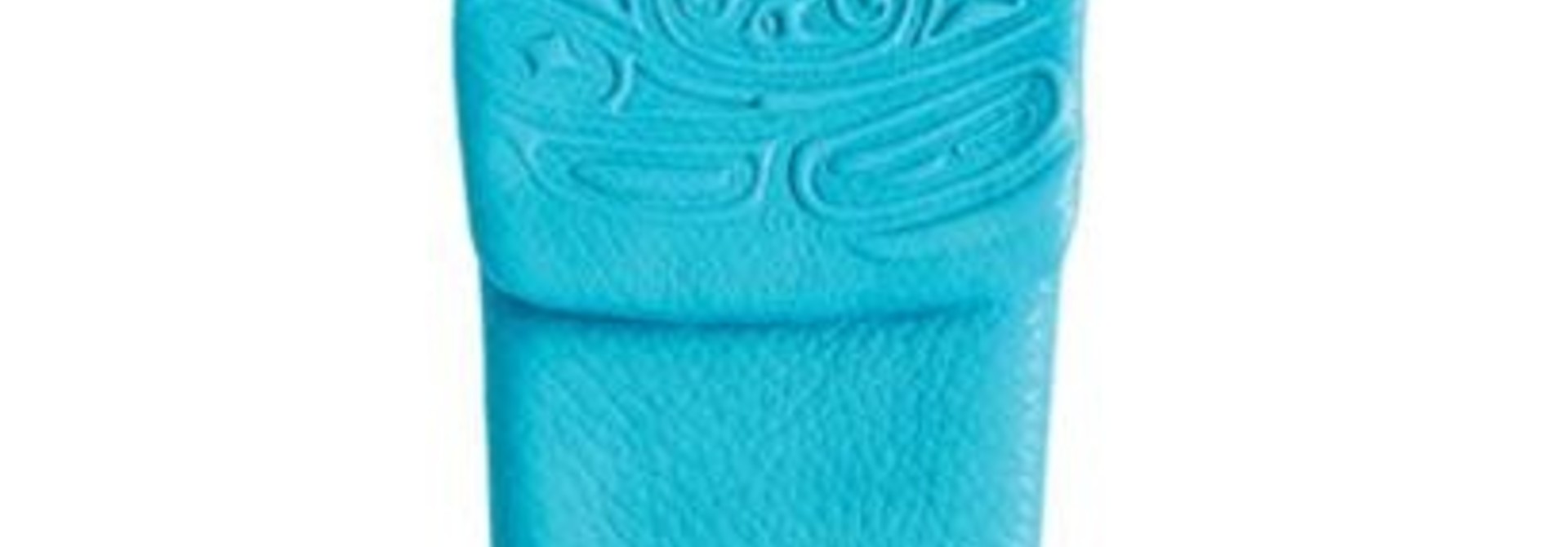 Leather Eyeglass Case - Turquoise Embossed w Raven by Corrine Hunt