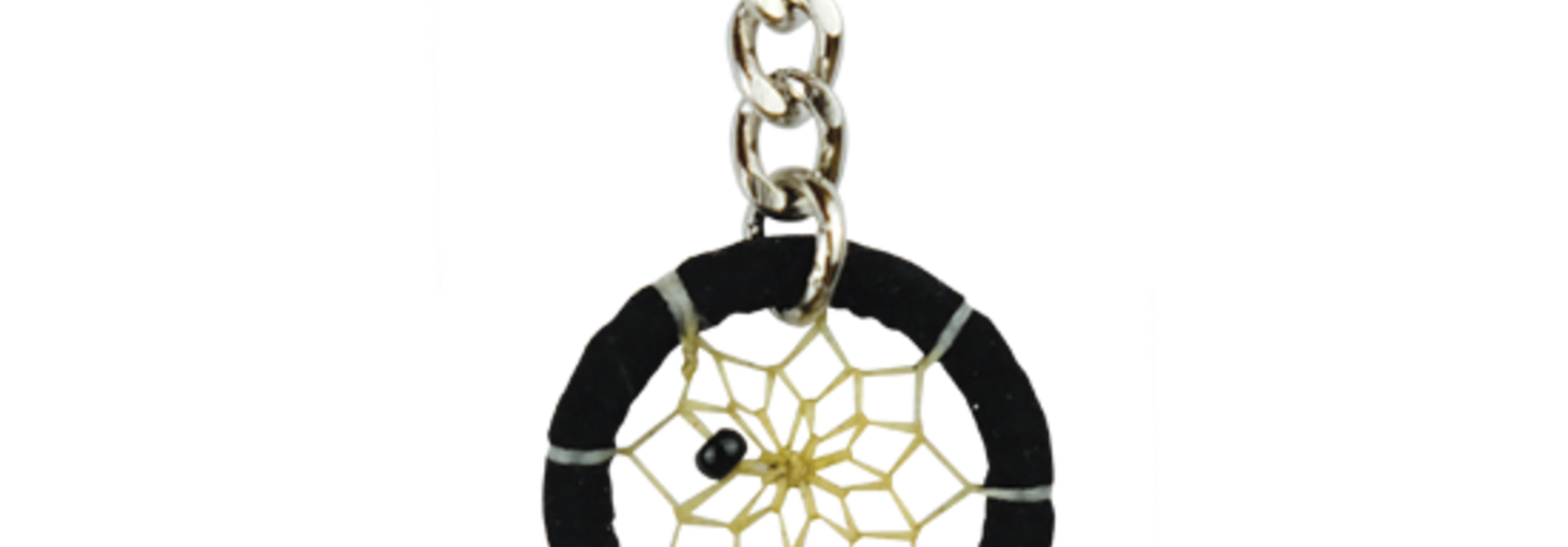 1.25" Dream Catcher Feather Keychains - BLACK.