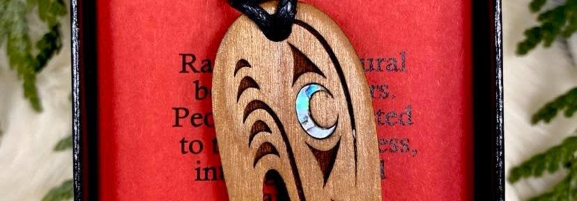 Wood Carved Pendant - Raven
