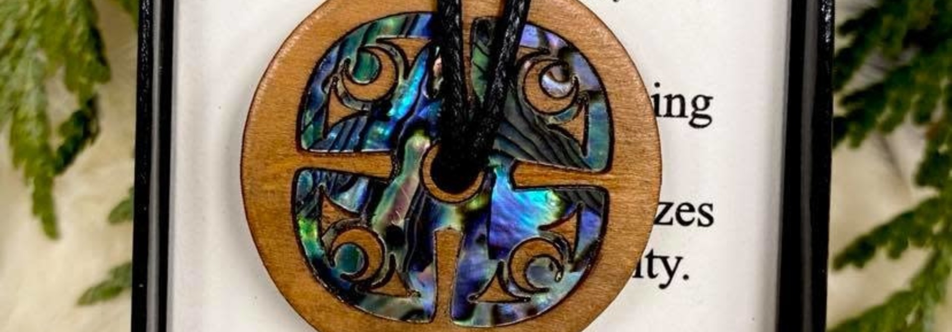 Wood Carved Pendant - Spindle Whorl