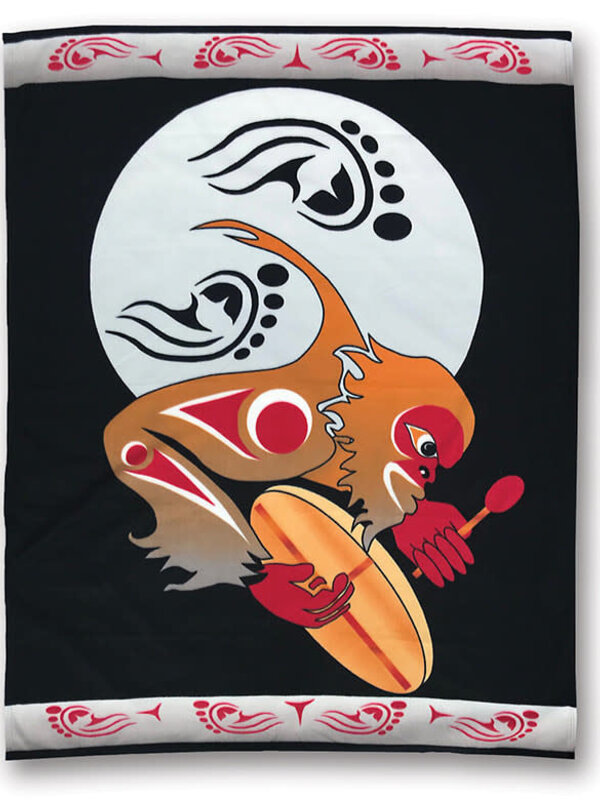 Premium Fleece Blanket - Drum to Sasquatch Night by Darrell Thorne