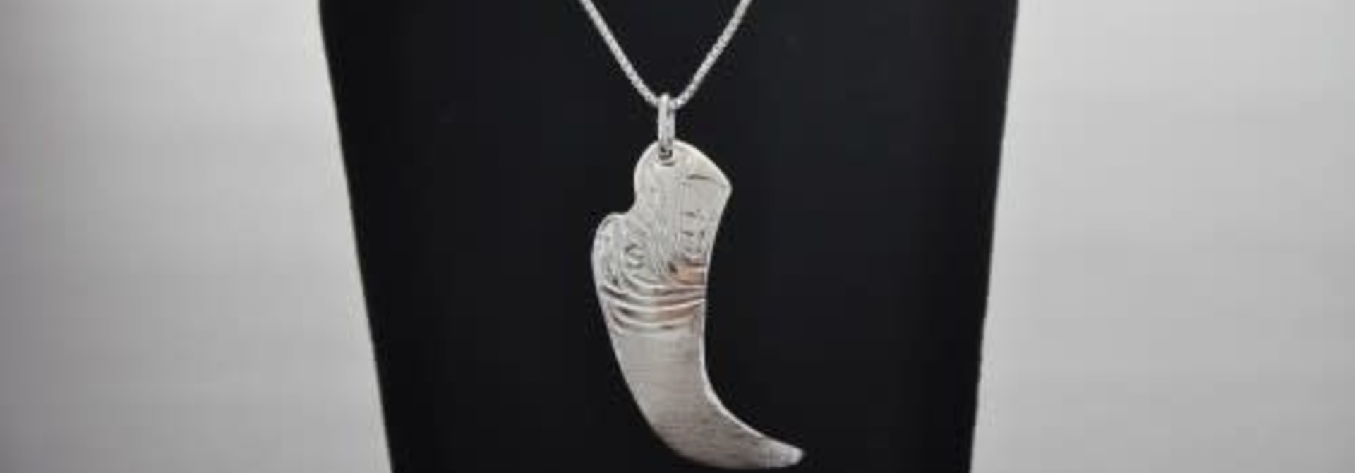 Silver Carved Bear Claw Pendant by Vincent Henson