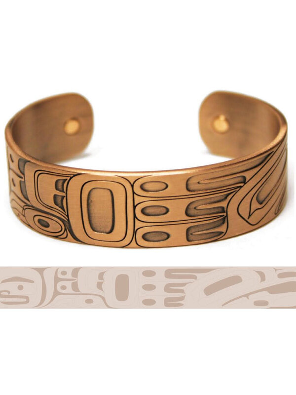 Native Northwest Copper Bracelet-Raven & Moon by Gordon White