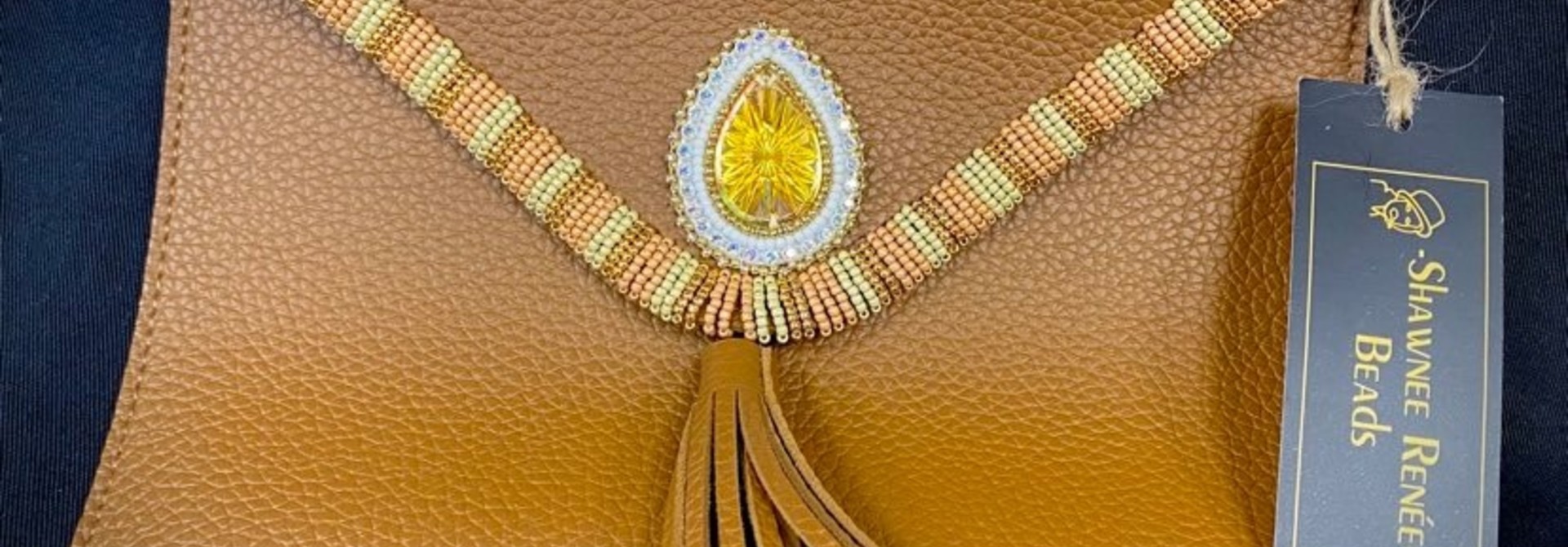 Beaded Tan Clutch Purse by Shawnee Renee