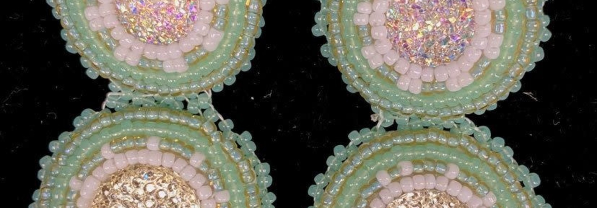 2.75" Beaded Mint double stacked Earrings by Shawnee Renee