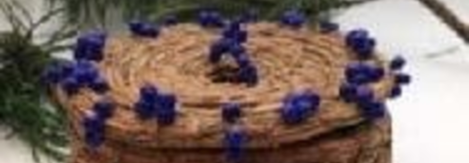 Pine Needle Basket with Blue beads. by Patricia Raymond