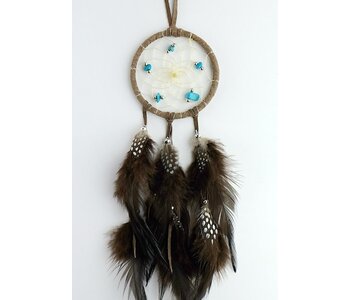 2.5" Brown Dream Catcher with beads and stones.