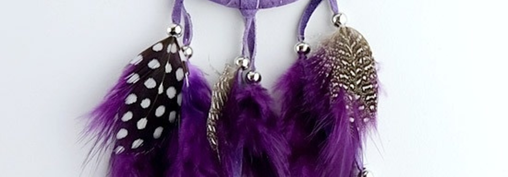 2.5" Purple Dream Catcher with stones & Beads
