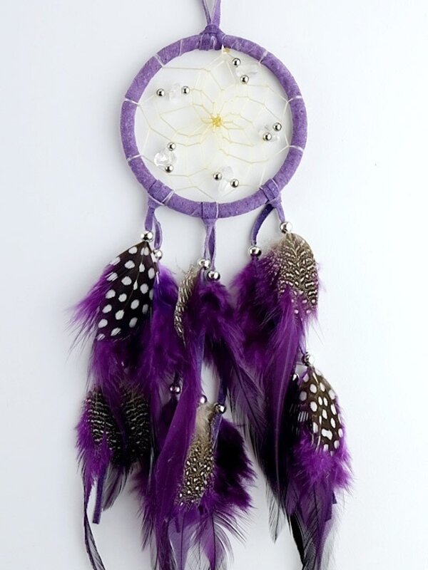 2.5" Purple Dream Catcher with stones & Beads