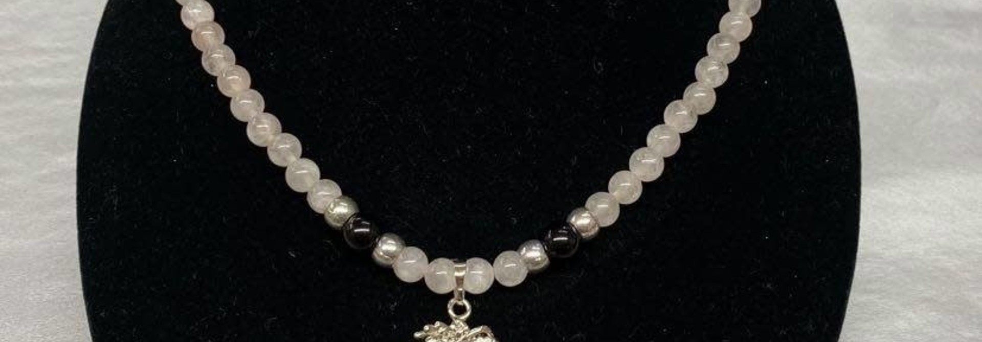 Beaded Rose Quartz Necklace 22"