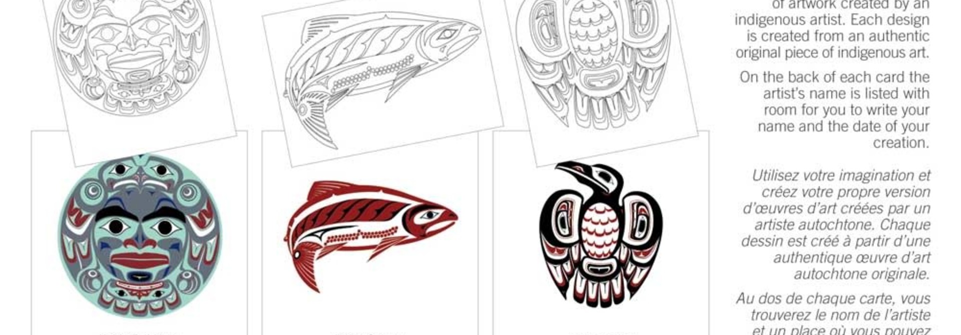 Colouring Note Cards- Haida Expressions by Clarence Mills