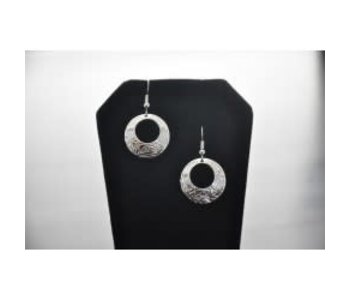 Silver circle shaped earrings eagle design  by Vincent Henson