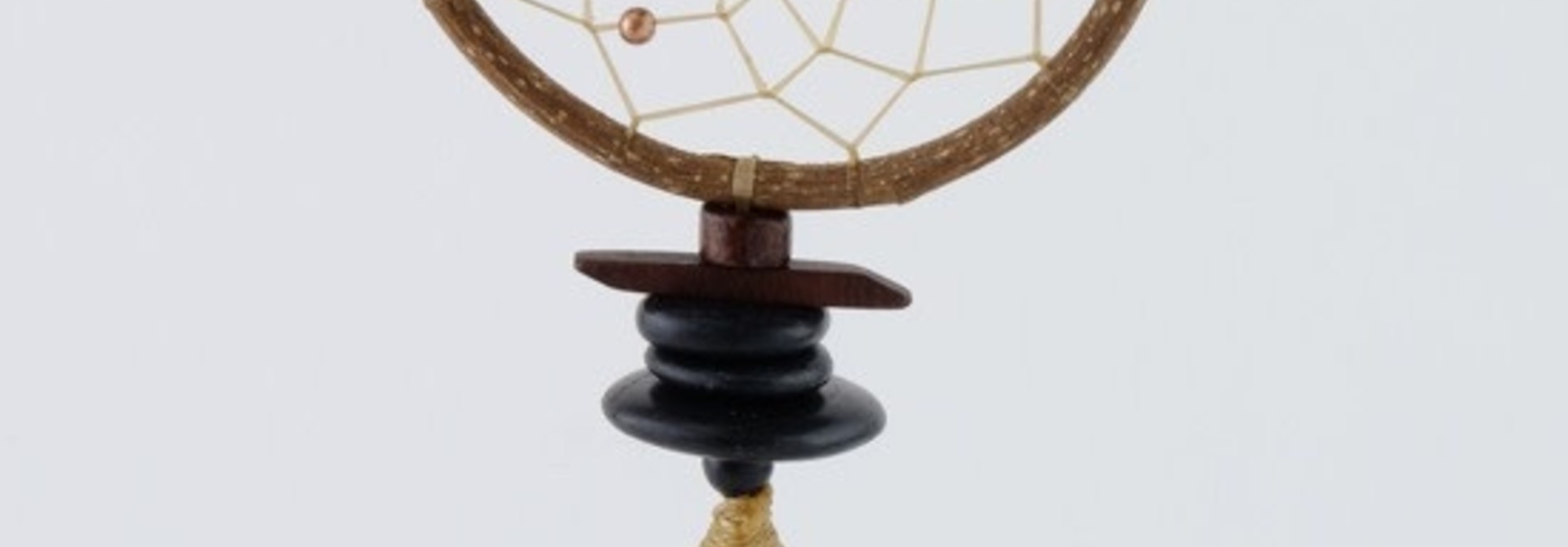 2.5"Twig Dream Catcher w Citrine Point and River Rocks