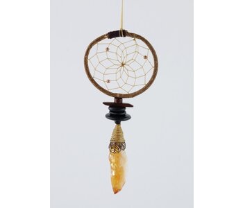 2.5"Twig Dream Catcher w Citrine Point and River Rocks