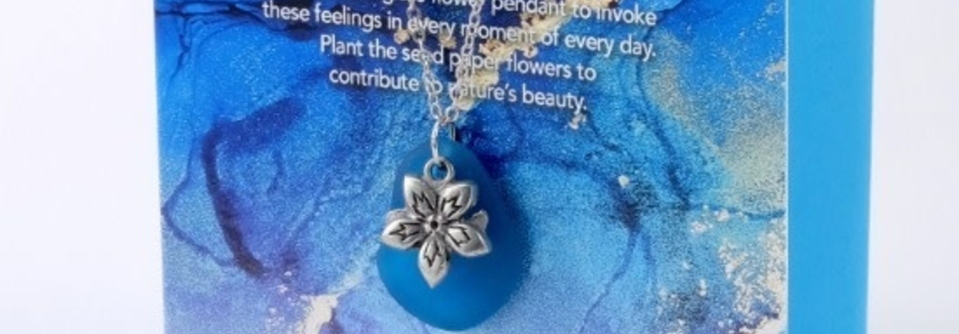 Mini Greeting Card with Freeform Teal Sea Glass necklace