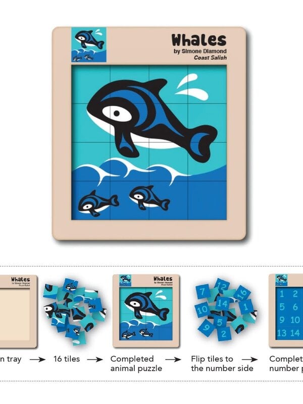 Double Sided Wooden Puzzle - Whales