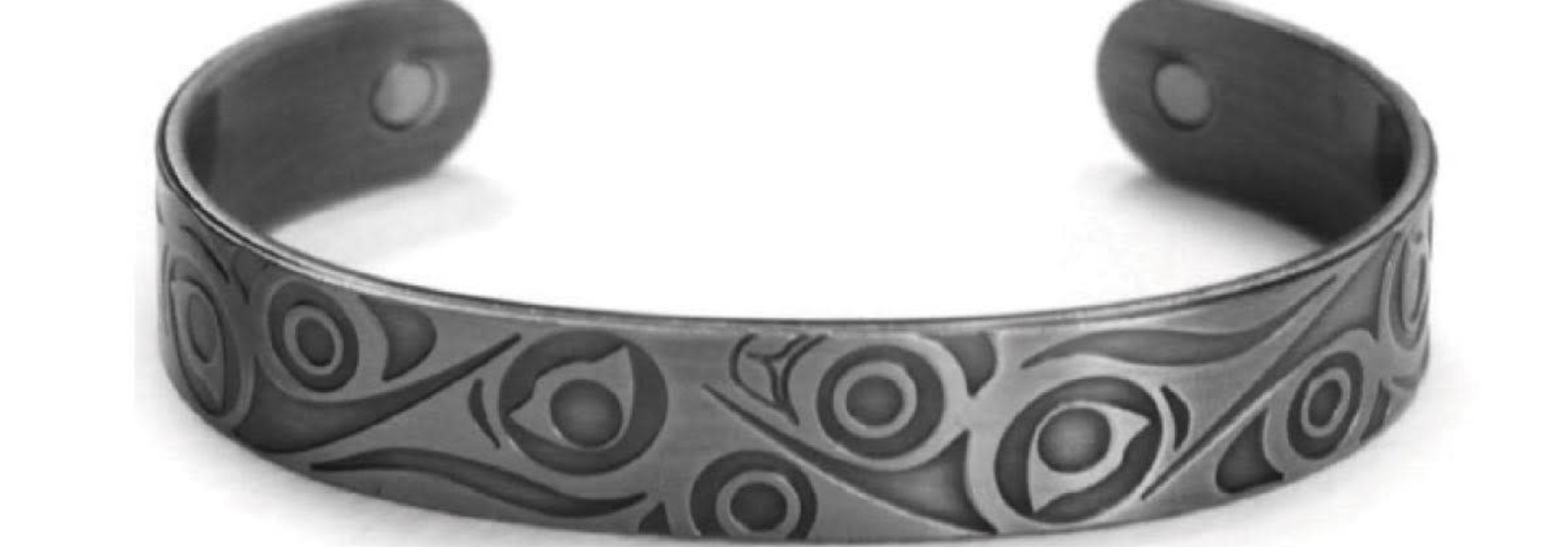 Brushed Silver Bracelet-Hummingbirds by T.J. Sgwaayaans Young