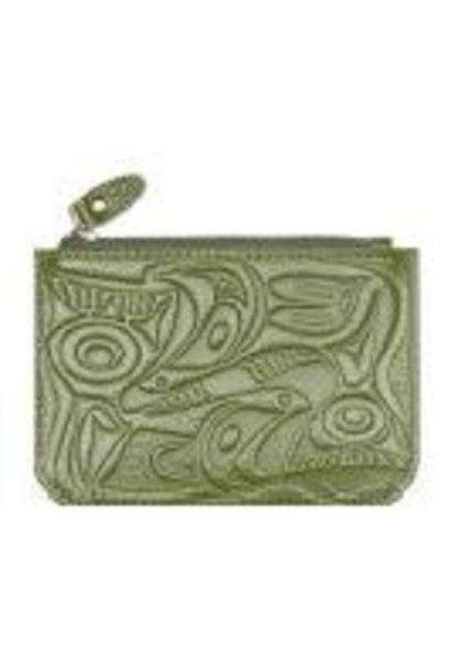 Leather Coin Purse -Feasted Salmon by Doug LaFortune
