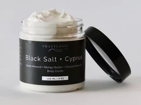 Black Salt & Cypress Body Cream by Sweetgrass Soap-1