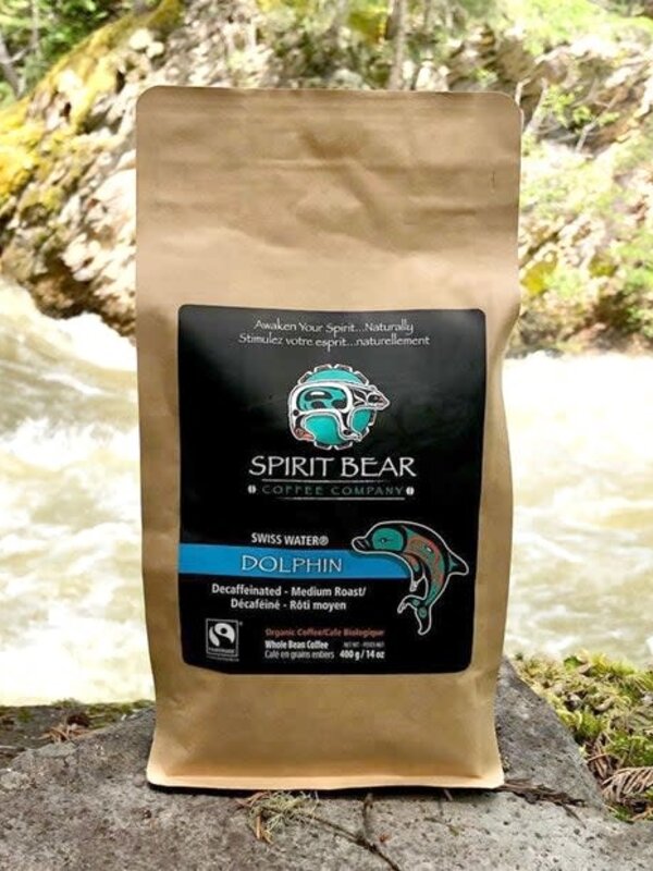 Spirit Bear Dolphin Dark  Whole Bean Decaf Coffee 400gr
