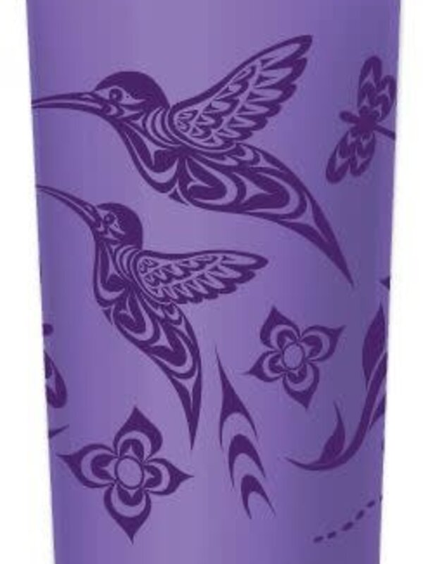 Native Northwest 20oz Cork Base Travel mug- Hummingbird Simone Diamond, Coast Salish